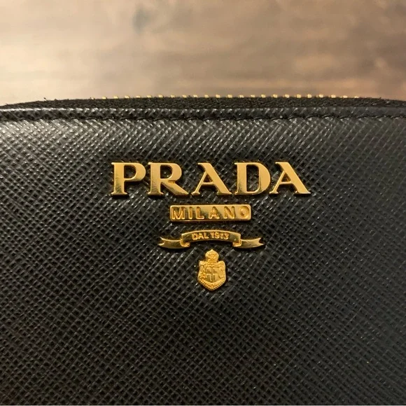 Prada Nero (Black) Saffiano Leather Compact Zip Around Wallet - Picture 4 of 6